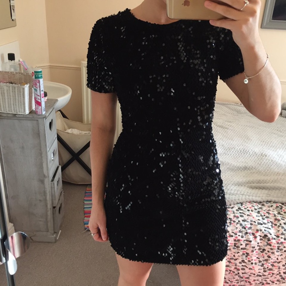 TOPSHOP Mini Sequence Black Dress Beyoncé